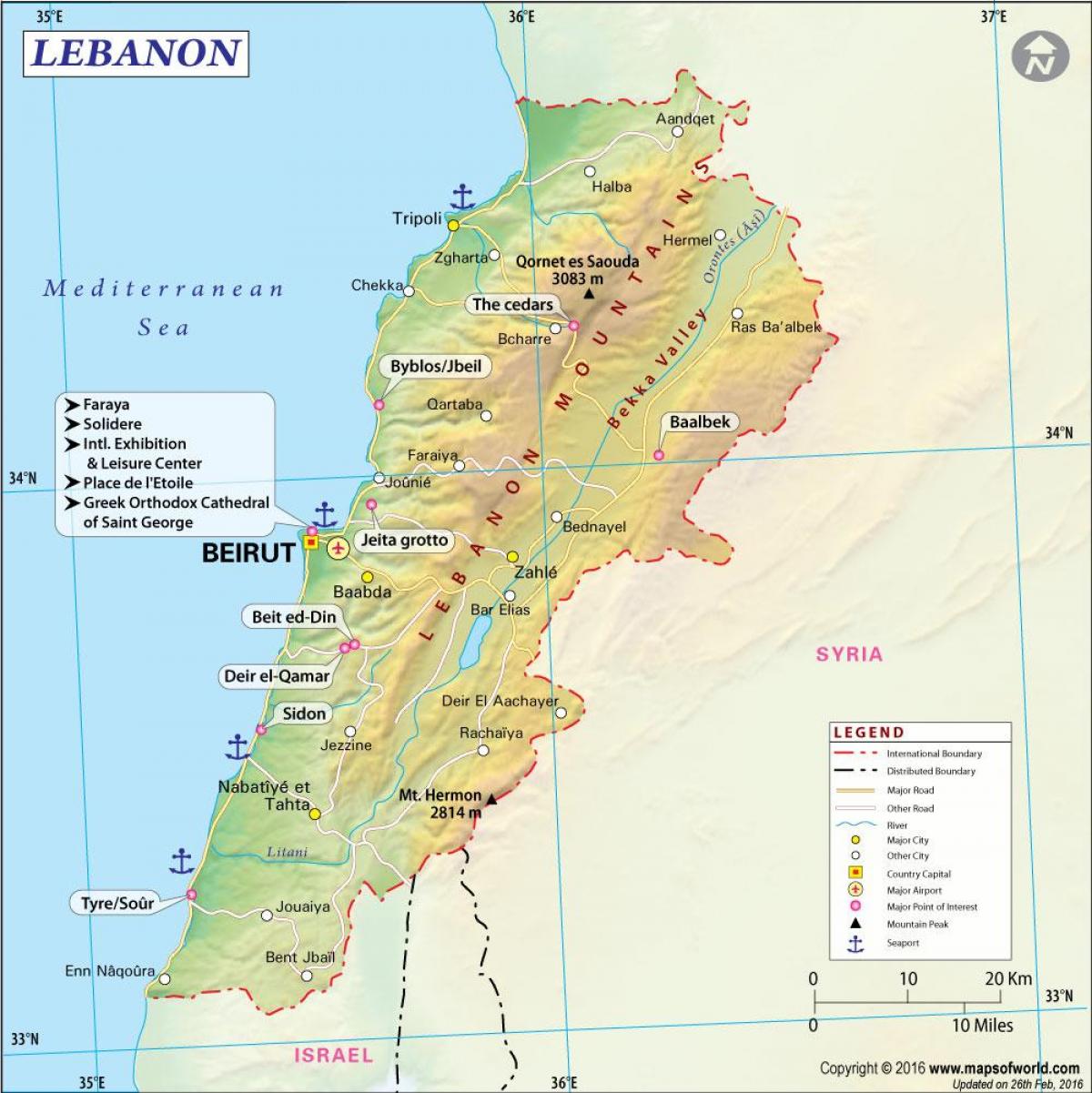 harta e evropës Liban 