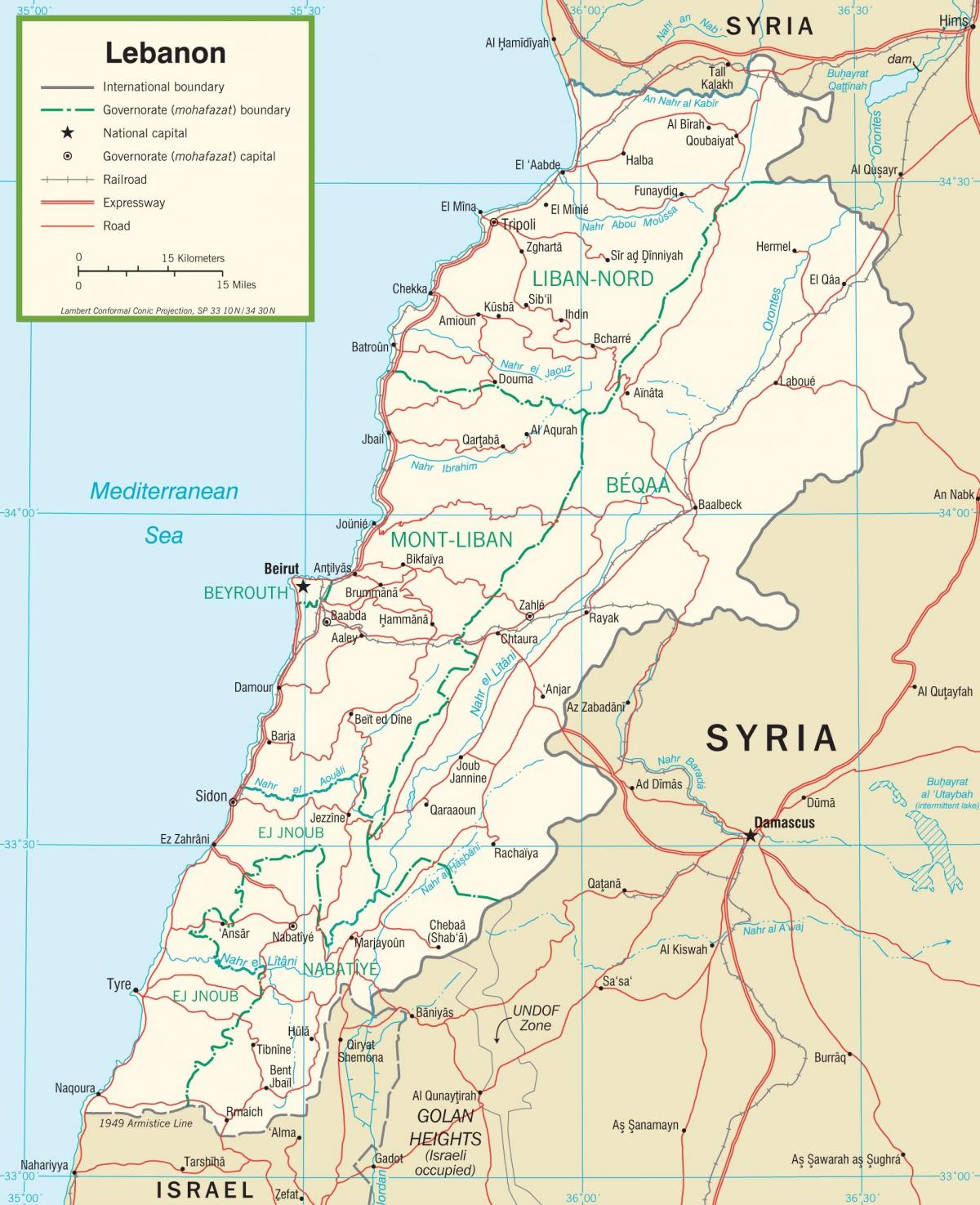 Liban rrugë hartë