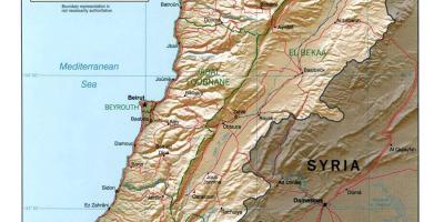 Harta e Libanit topografike