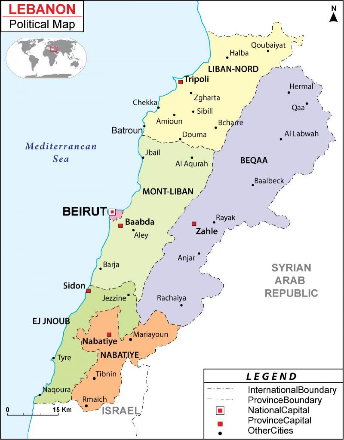 harta e Libanit politike