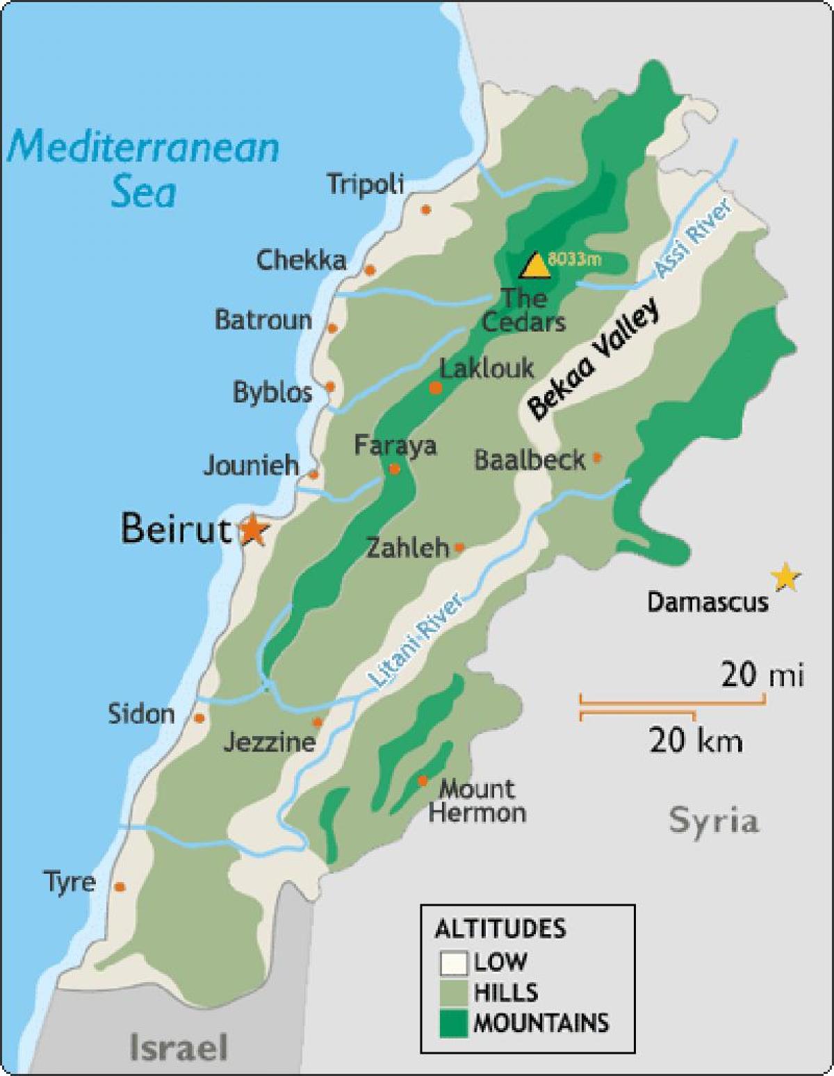 harta e Libanit klimës
